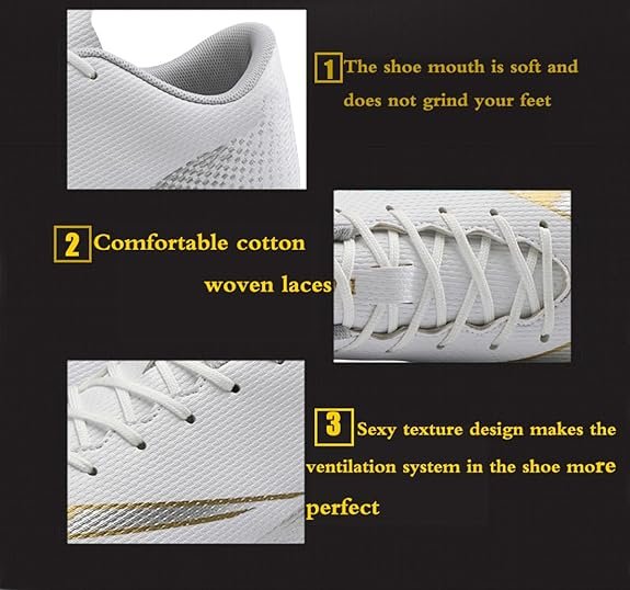 Men's Soccer Cleats Football Shoes with High-Tops Lace-Up Spikes